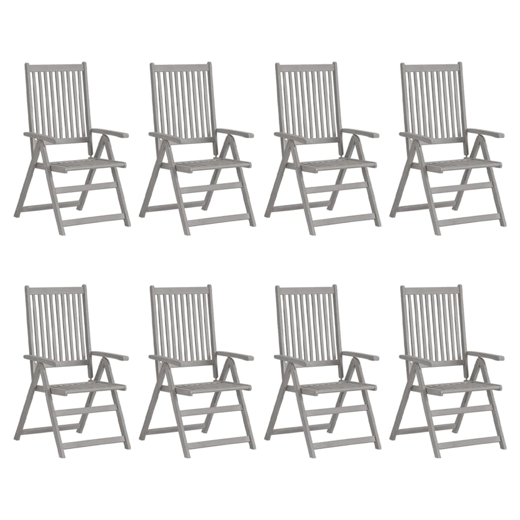 E-shop Multidom Záhradné sklápacie stoličky 8 ks sivé masívne akáciové drevo