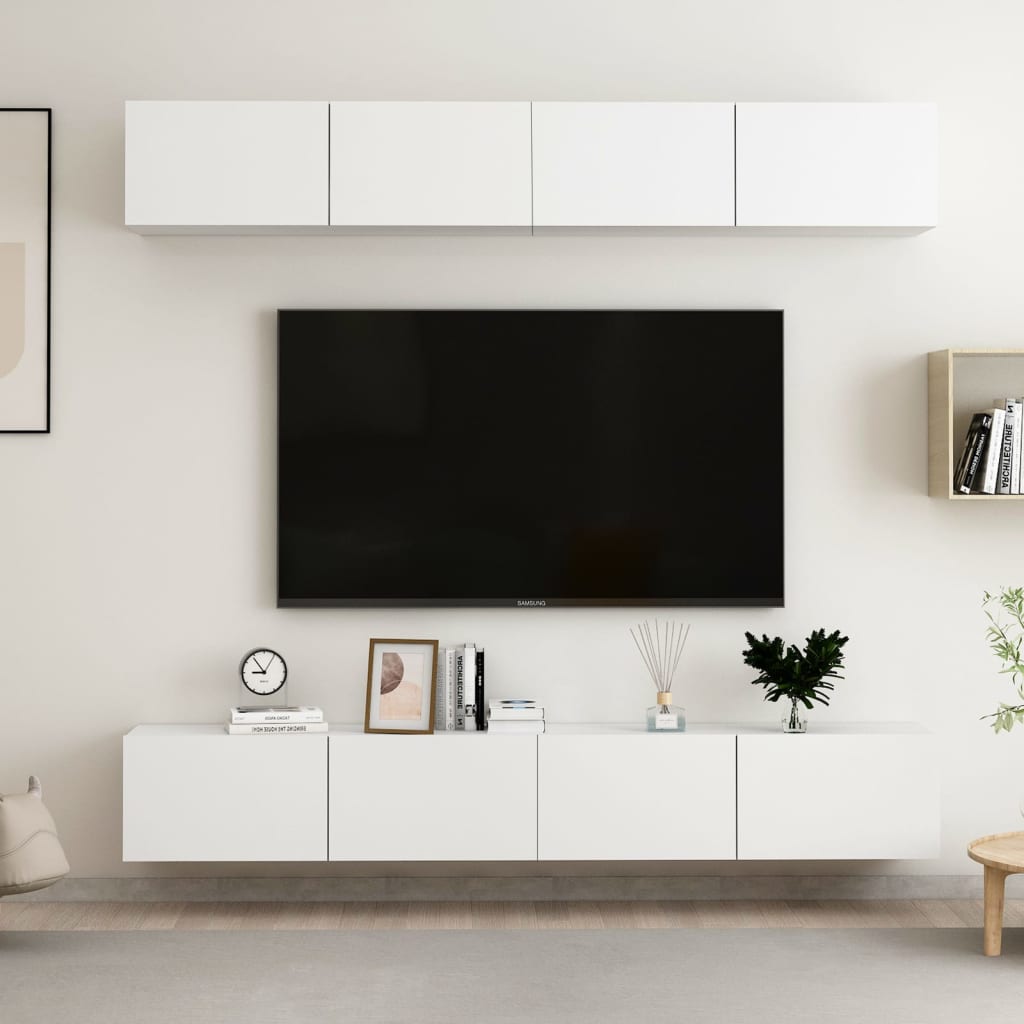 E-shop Multidom 4-dielna súprava TV skriniek biela 100x30x30 cm drevotrieska