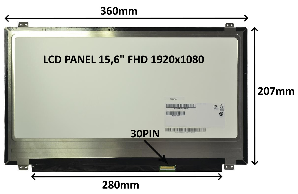 E-shop SIL LCD PANEL 15,6'' FHD 1920x1080 30PIN MATNÝ / ÚCHYTY NAHOŘE A DOLE 77046121