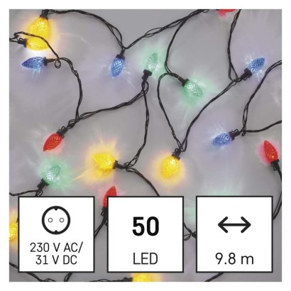 E-shop EMOS LED vianočná reťaz, farebné žiarovky, 9,8 m, multicolor, multifunkčná