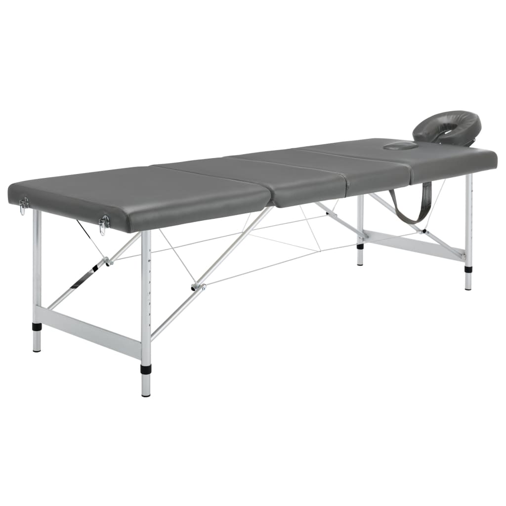 E-shop Multidom Masážny stôl so 4 zónami, hliníkový rám, antracitový 186x68 cm
