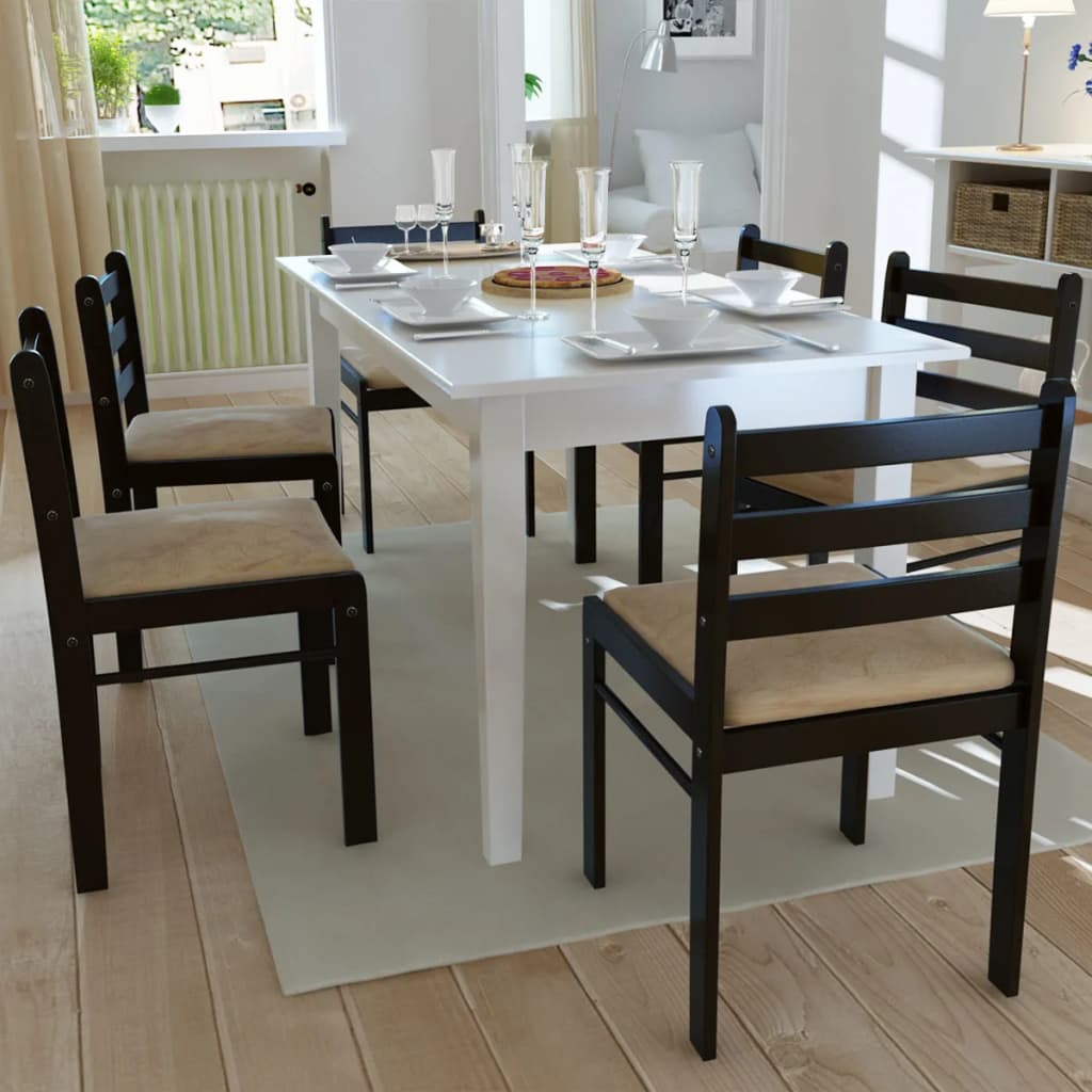 E-shop Multidom Jedálenské stoličky 6 ks, hnedé, drevený masív a zamat