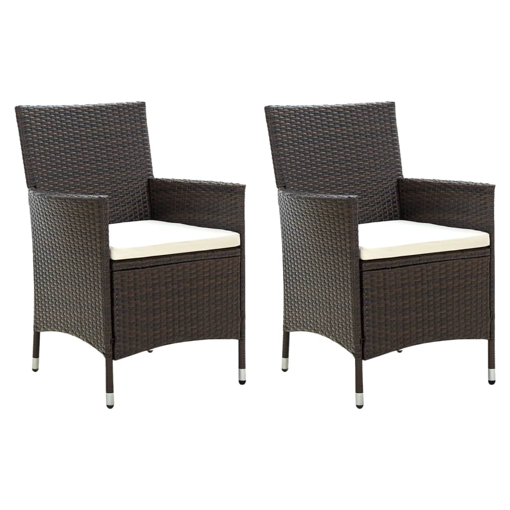 E-shop Multidom Záhradné stoličky so sedákmi 2 ks polyratanové hnedé