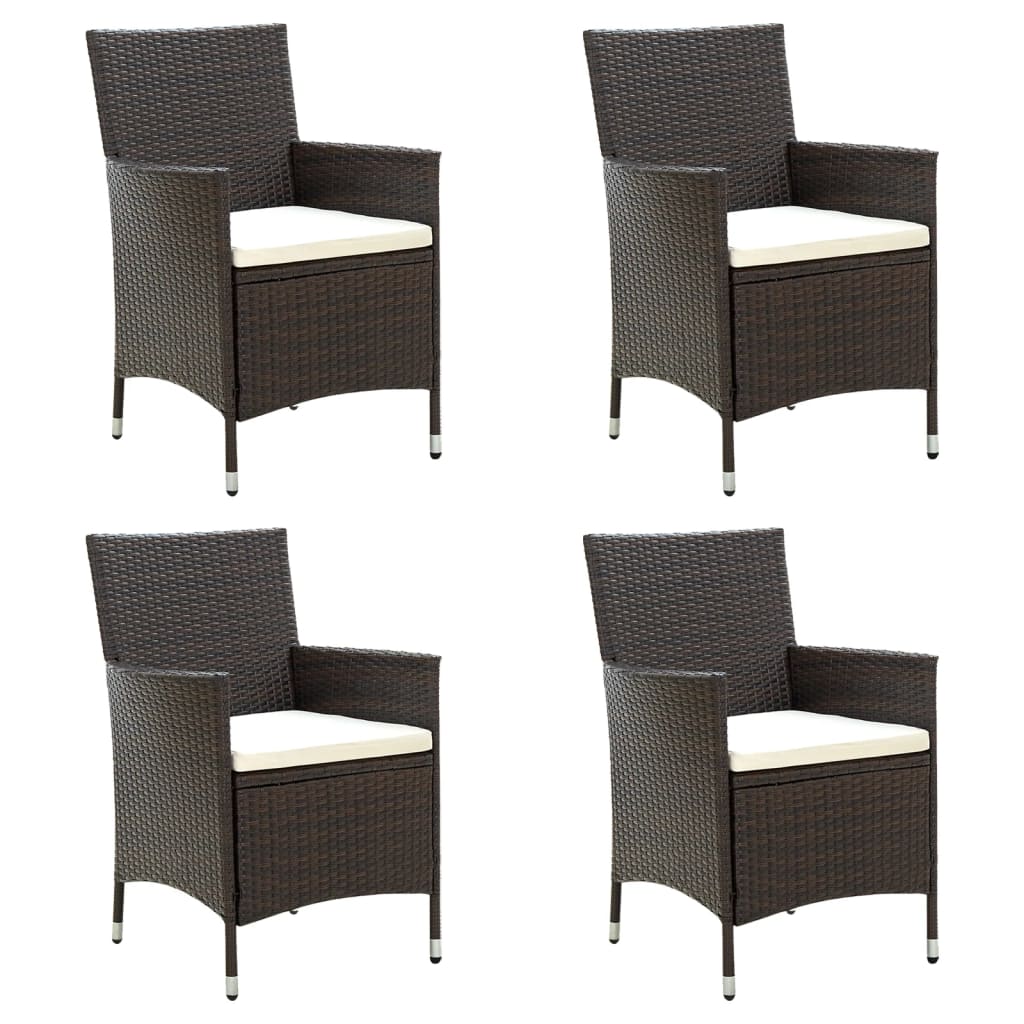 E-shop Multidom Záhradné stoličky so sedákmi 4 ks polyratanové hnedé