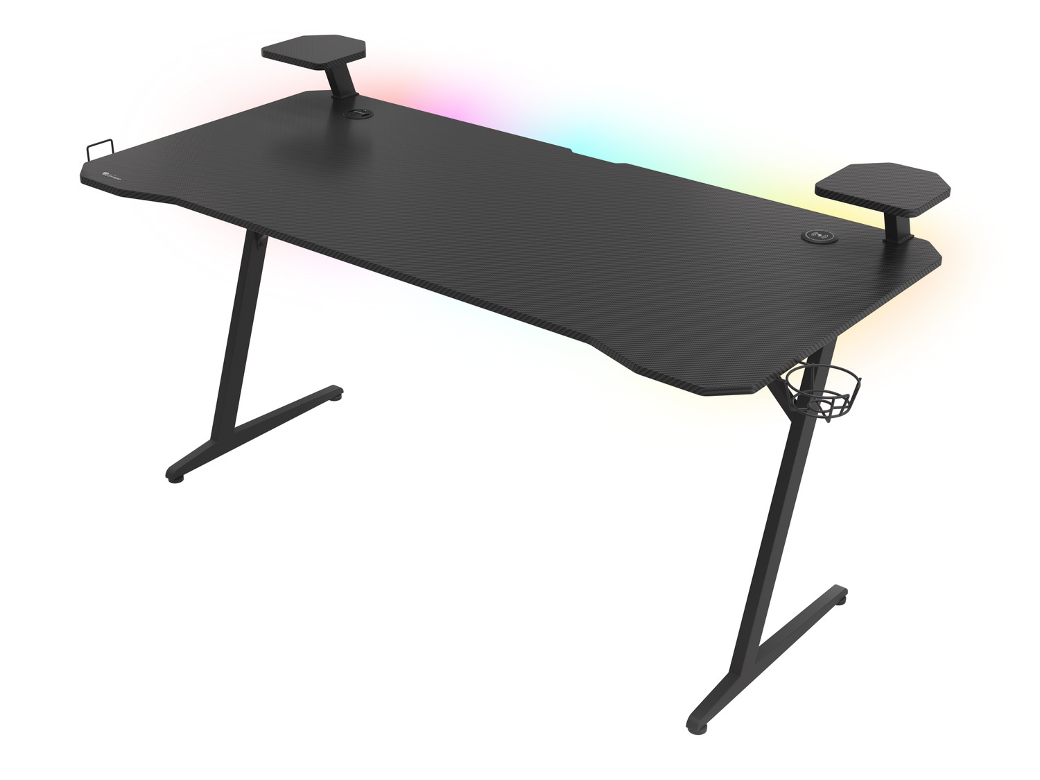 E-shop Genesis Holm 510 RGB - herní stůl s RGB podsvícením, 160x75cm, 3xUSB 3.0, bezdrátová nabíječka NDS-1732