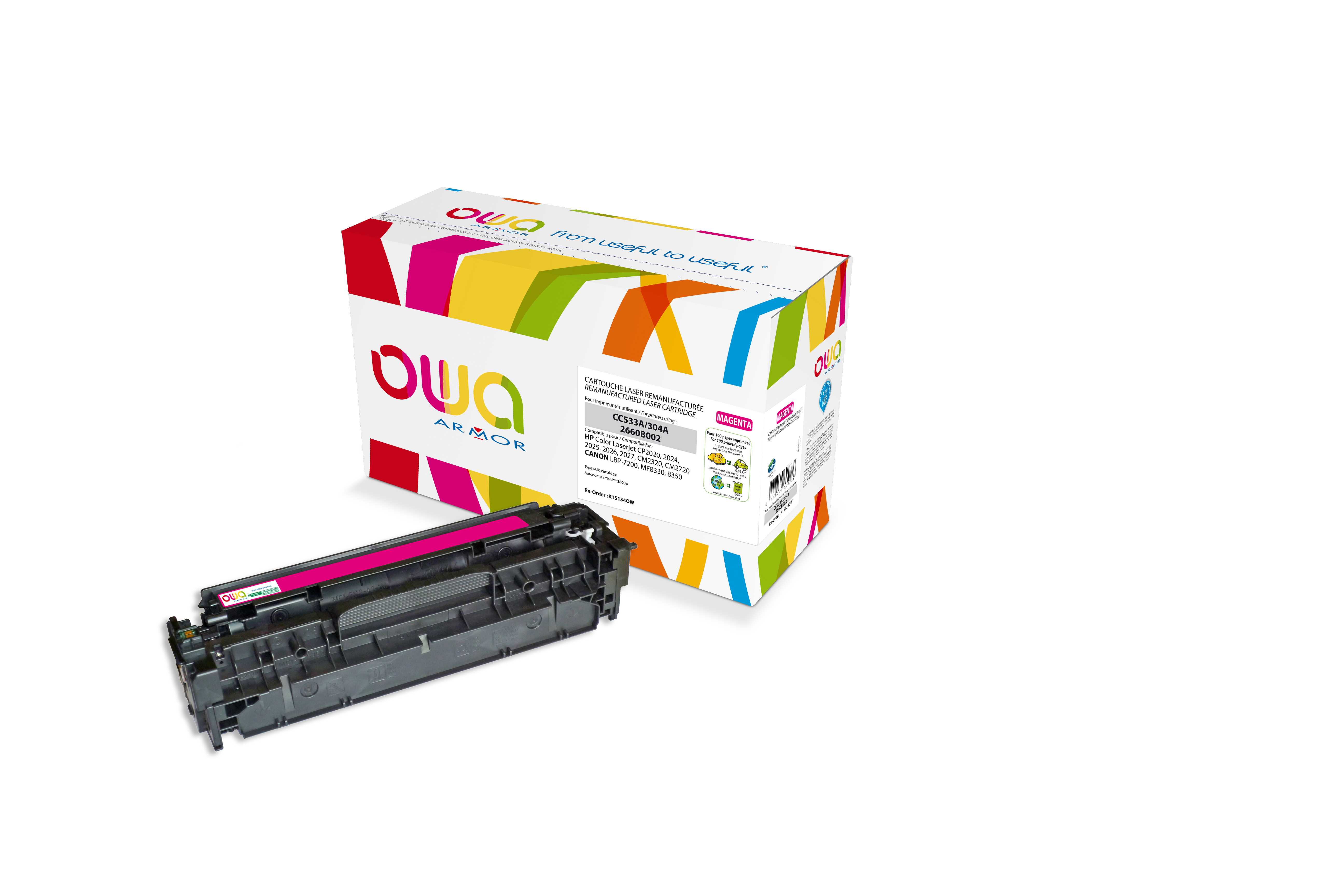 E-shop OWA Armor toner kompatibilní s HP CC533A, 2800st, červená/magenta K15134OW