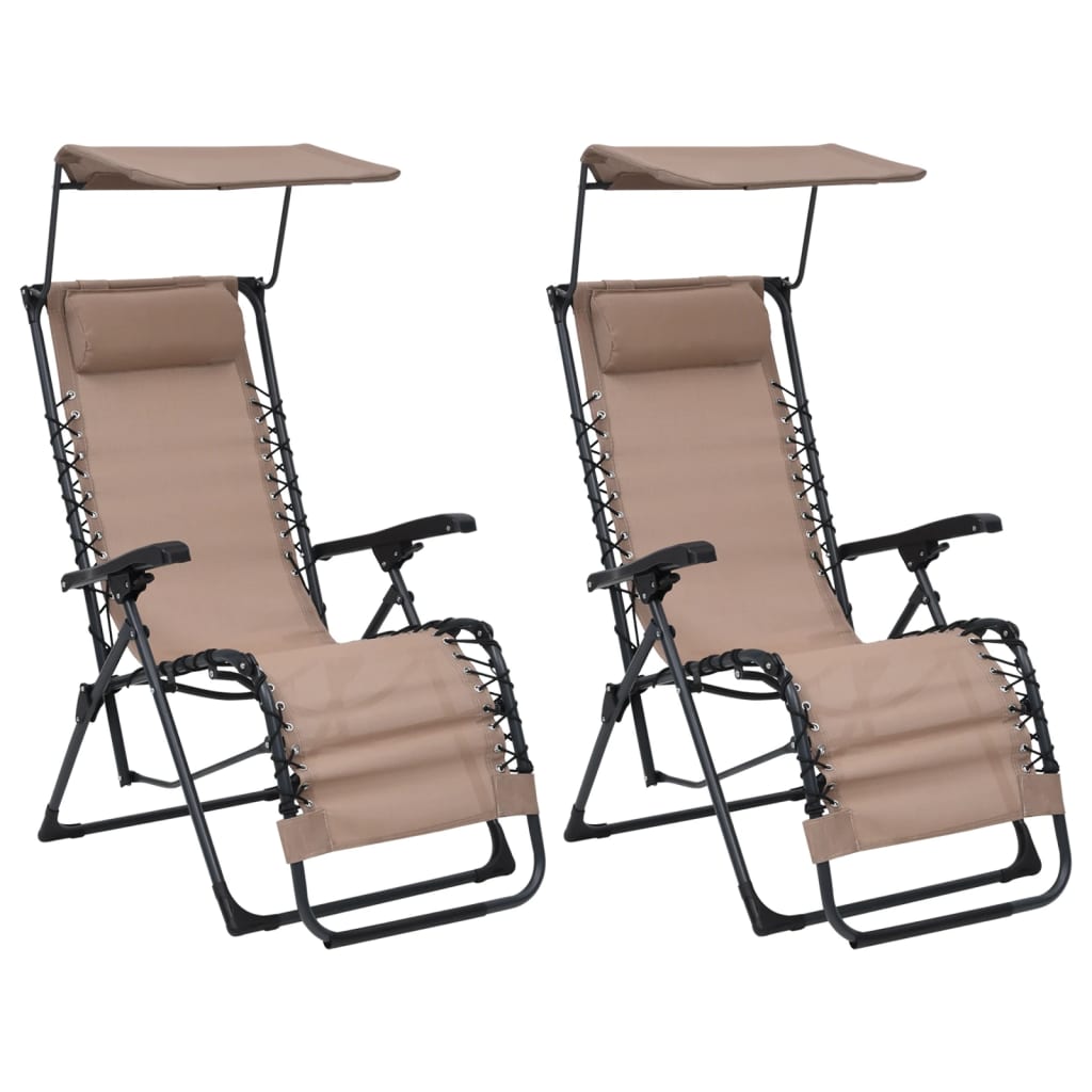 E-shop Multidom Skladacie terasové stoličky 2 ks textilénové sivohnedé