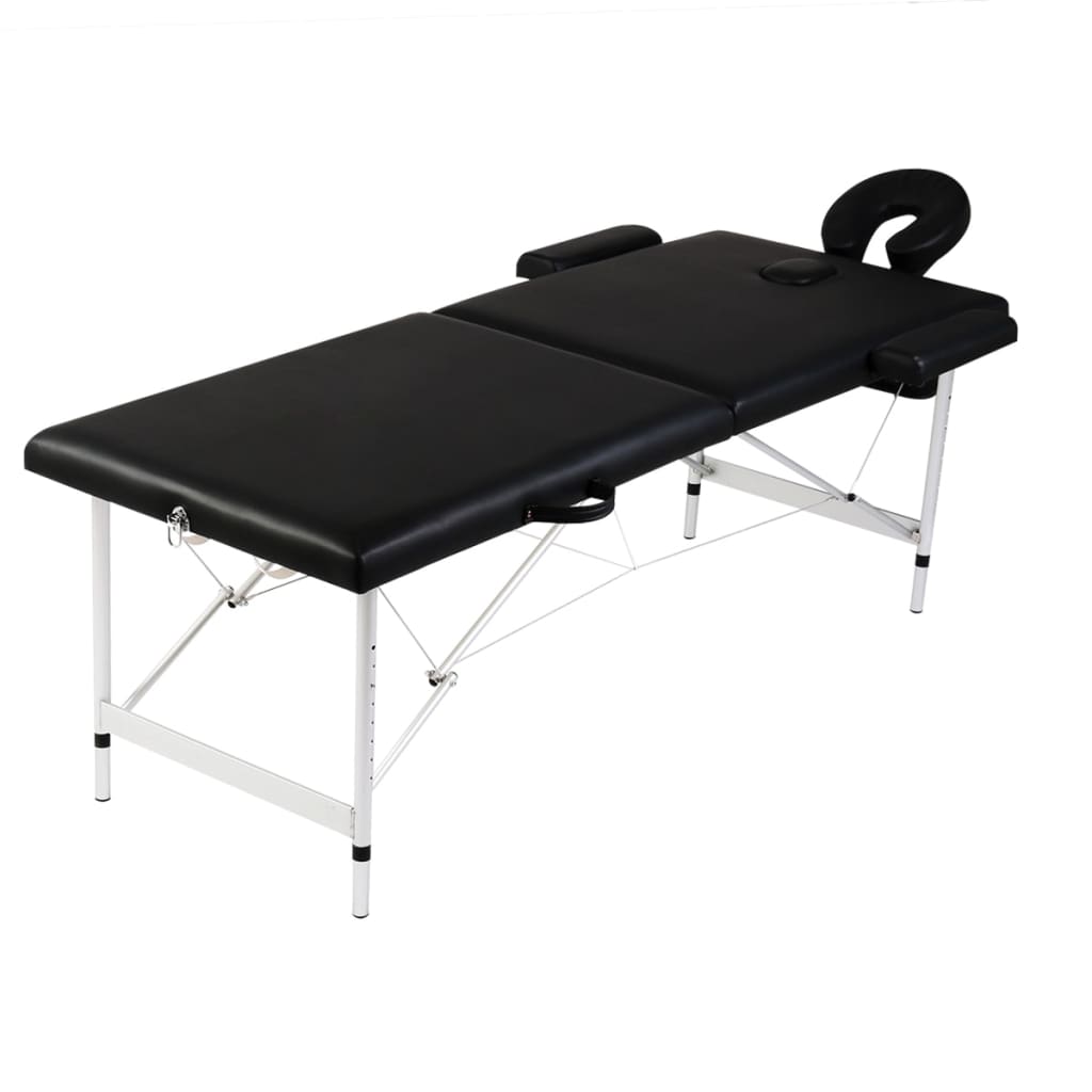 E-shop Multidom Čierny skladací masážny stôl, 2 zóny, hliníkový rám