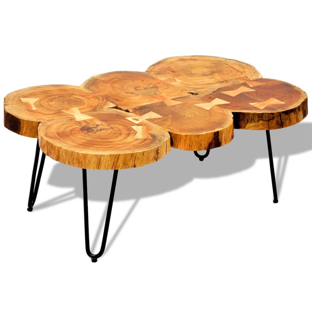 E-shop Multidom Konferenčný stolík 35 cm, 6 kmeňov, drevený masív sheesham