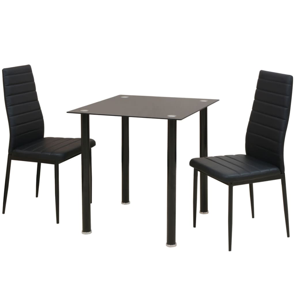 E-shop Multidom 3-dielny jedálenský set stola a stoličiek, čierny