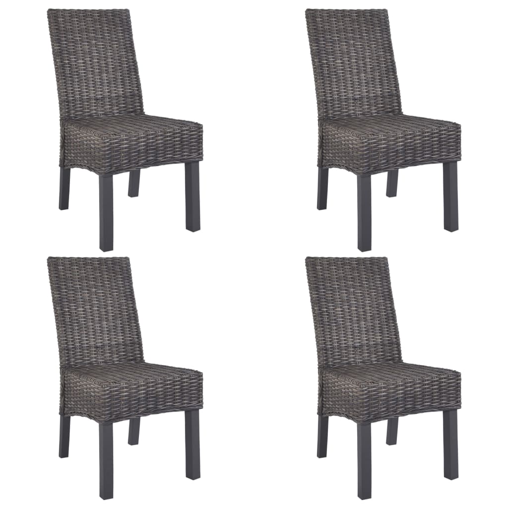 E-shop Multidom Jedálenské stoličky 4 ks, hnedé, kubu ratan a mangové drevo
