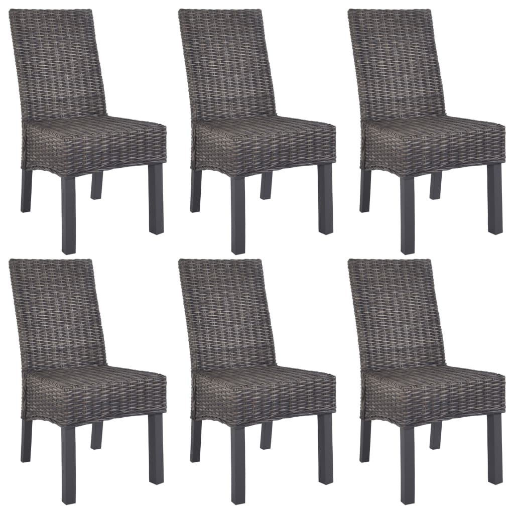 E-shop Multidom Jedálenské stoličky 6 ks, hnedé, kubu ratan a mangové drevo