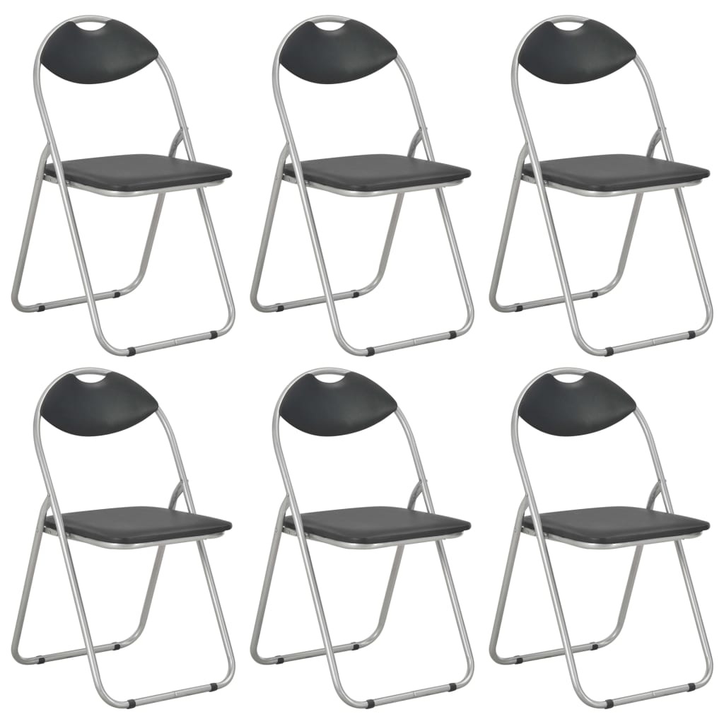 E-shop Multidom Skladacie jedálenské stoličky 6 ks čierne umelá koža