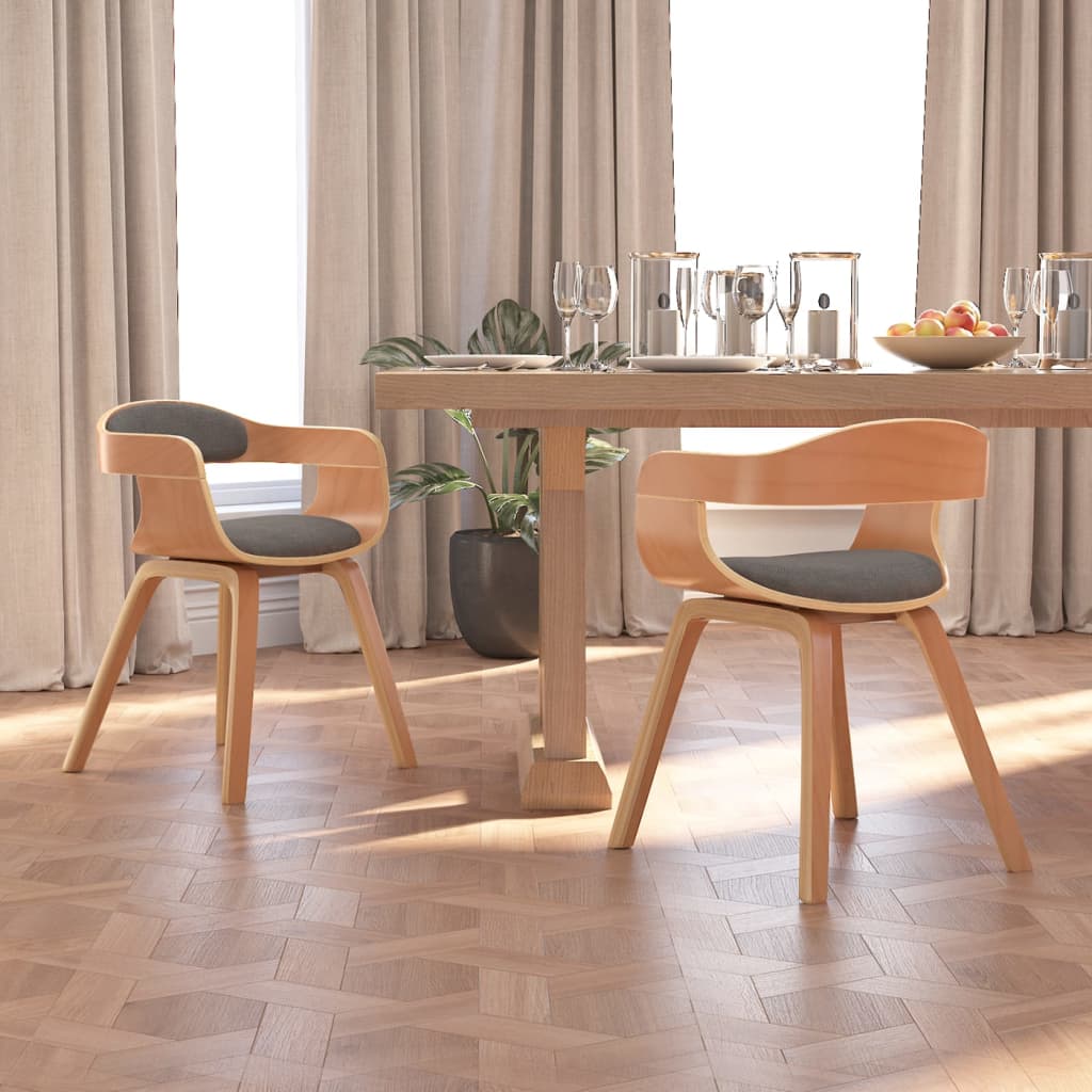 E-shop Multidom Jedálenská stolička 2 ks svetlosivé ohýbané drevo a látka