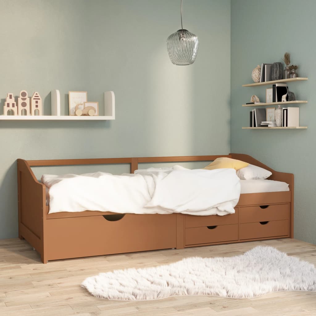 E-shop Multidom 3-miestna posteľ so zásuvkami medovo-hnedá masívna borovica 90x200 cm