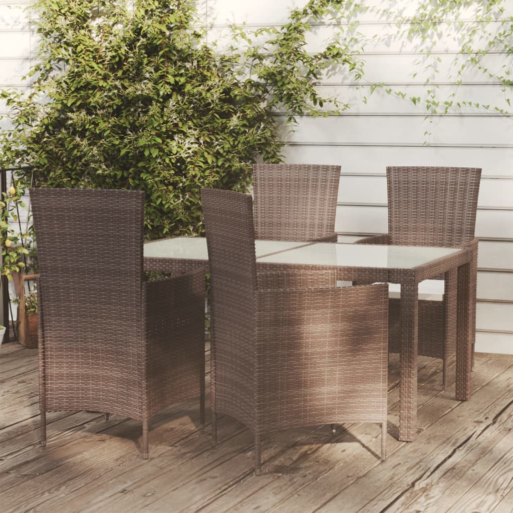 E-shop Multidom 5-dielny vonkajší jedálenský set so sedákmi polyratanový hnedý