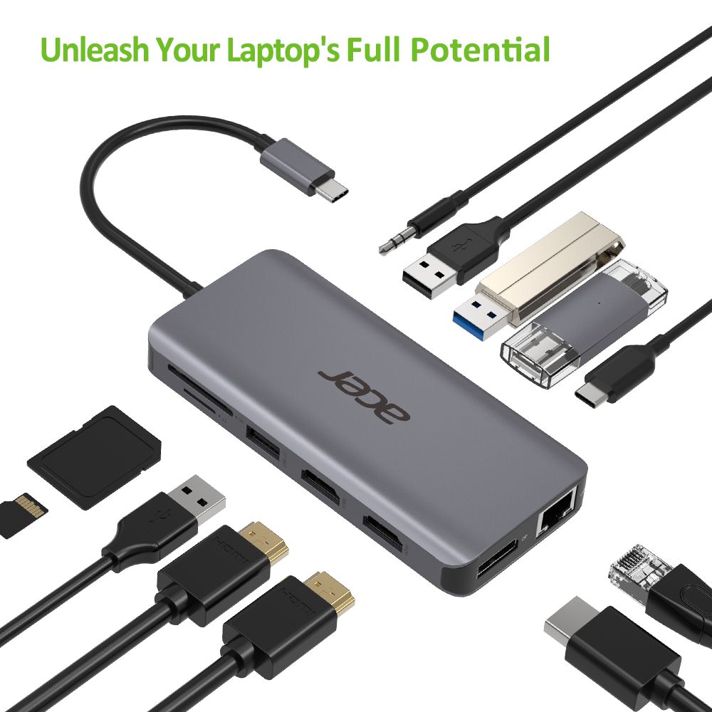 E-shop Acer 12in1 USB-C dongle (USB,HDMI,PD,CD,DP,RJ45) HP.DSCAB.009