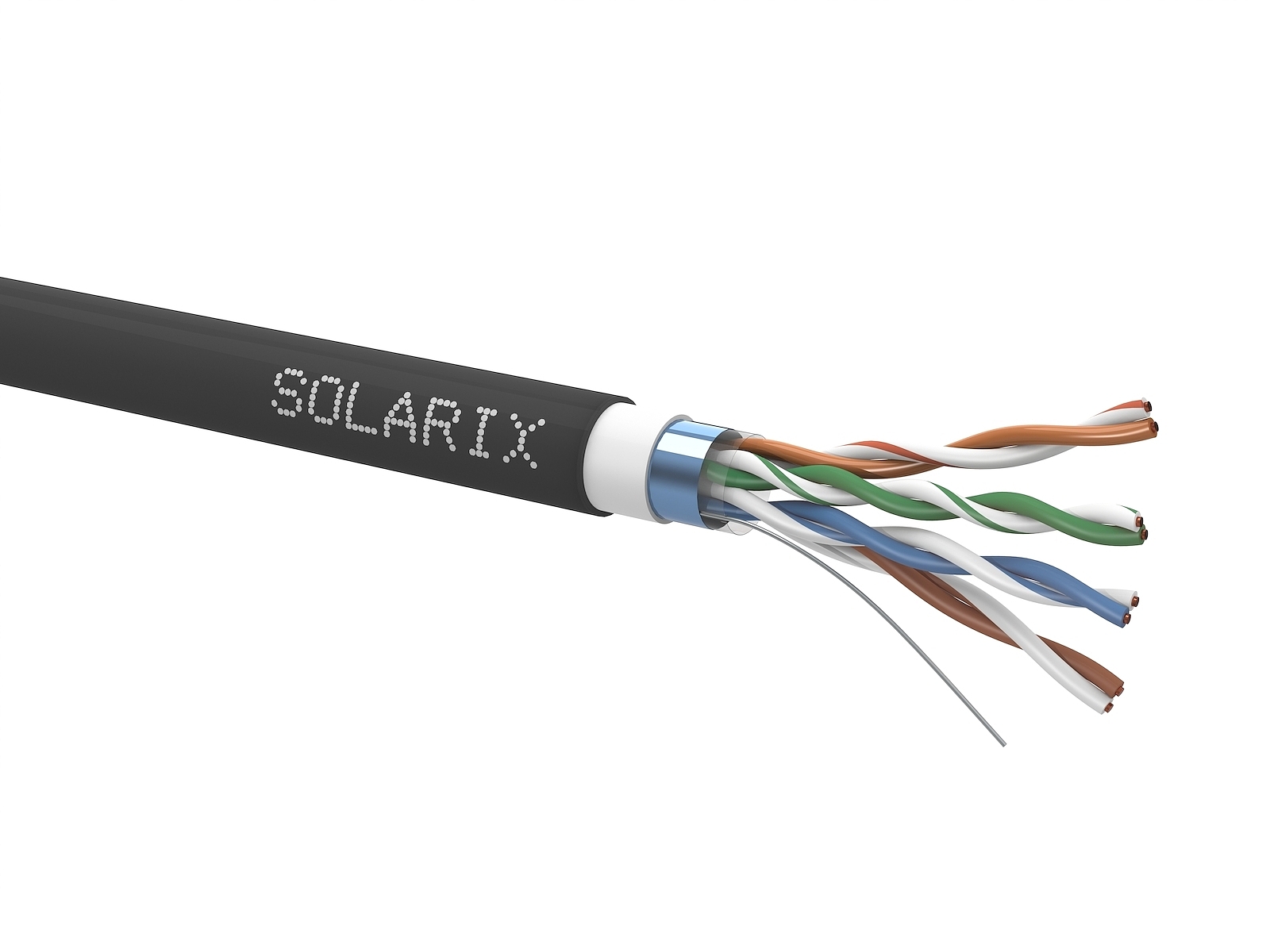 E-shop Instalační kabel Solarix CAT5E FTP PVC+PE Fca dvojitý plášť 305m/cívka SXKD-5E-FTP-PVC+PE