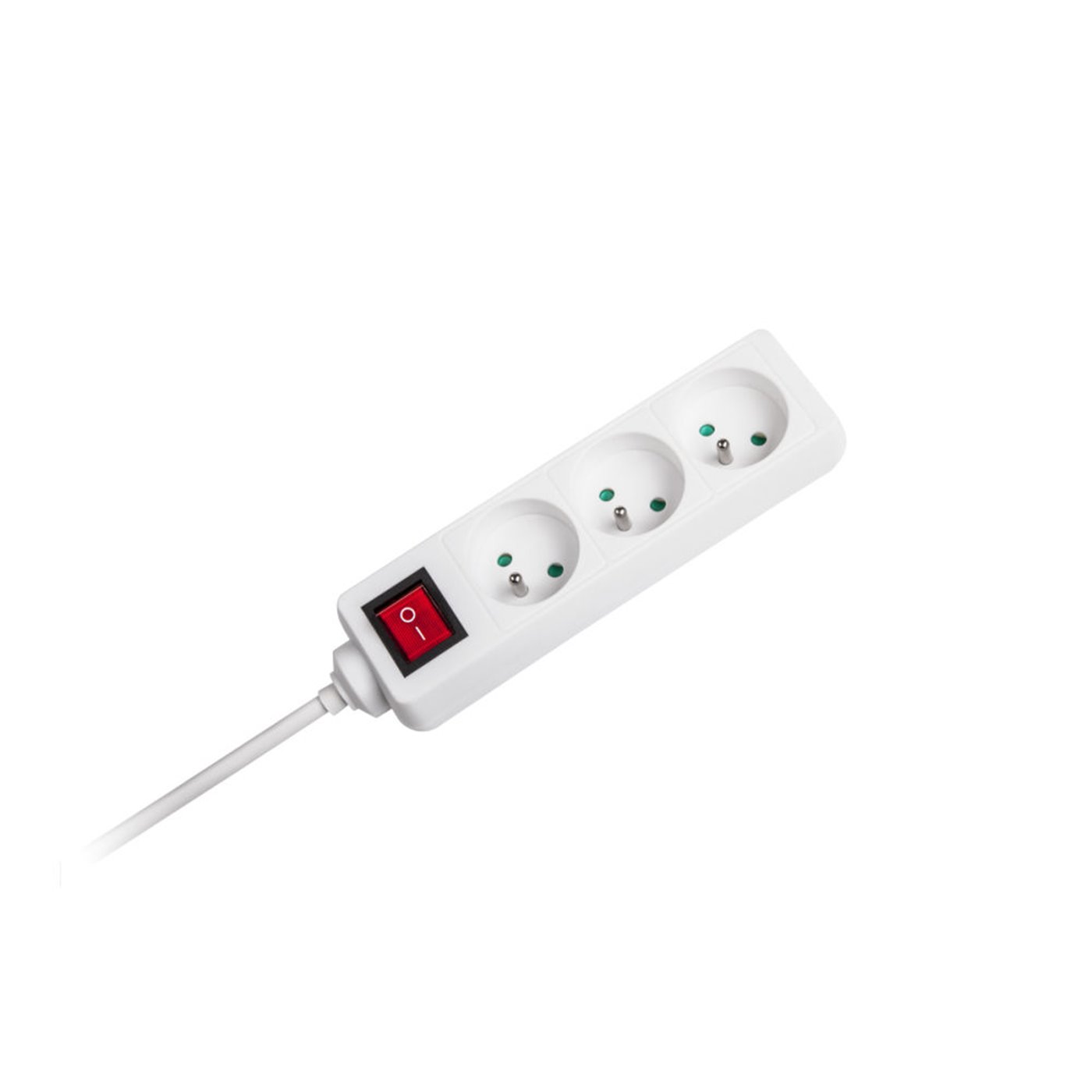 E-shop REBEL Predlžovací kábel s vypínačom 3 zásuvky, 5m, biely (3x1,5 mm)