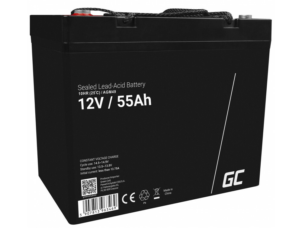 E-shop Green Cell AGM49 AGM bezúdržbová batéria Lead Acid 12V 55Ah