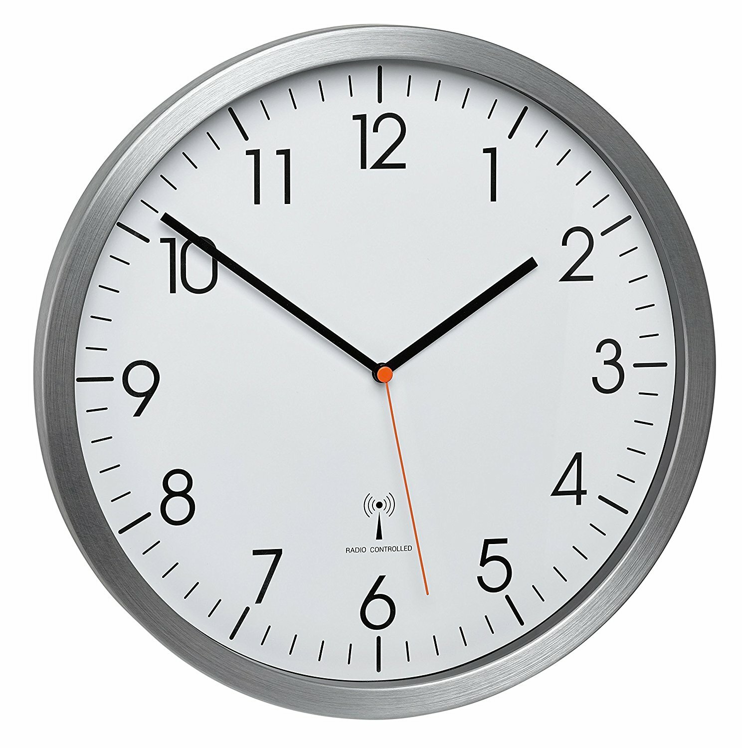 E-shop 60.3527.55 TFA Rádiom riadené analógové nástenné hodiny s hliníkovým rámom