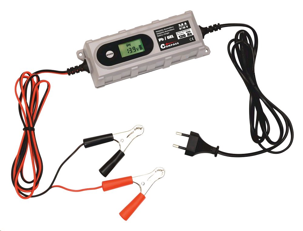 E-shop COMPASS 6/12V 3,8A PB/GEL LCD displej mikroprocesor
