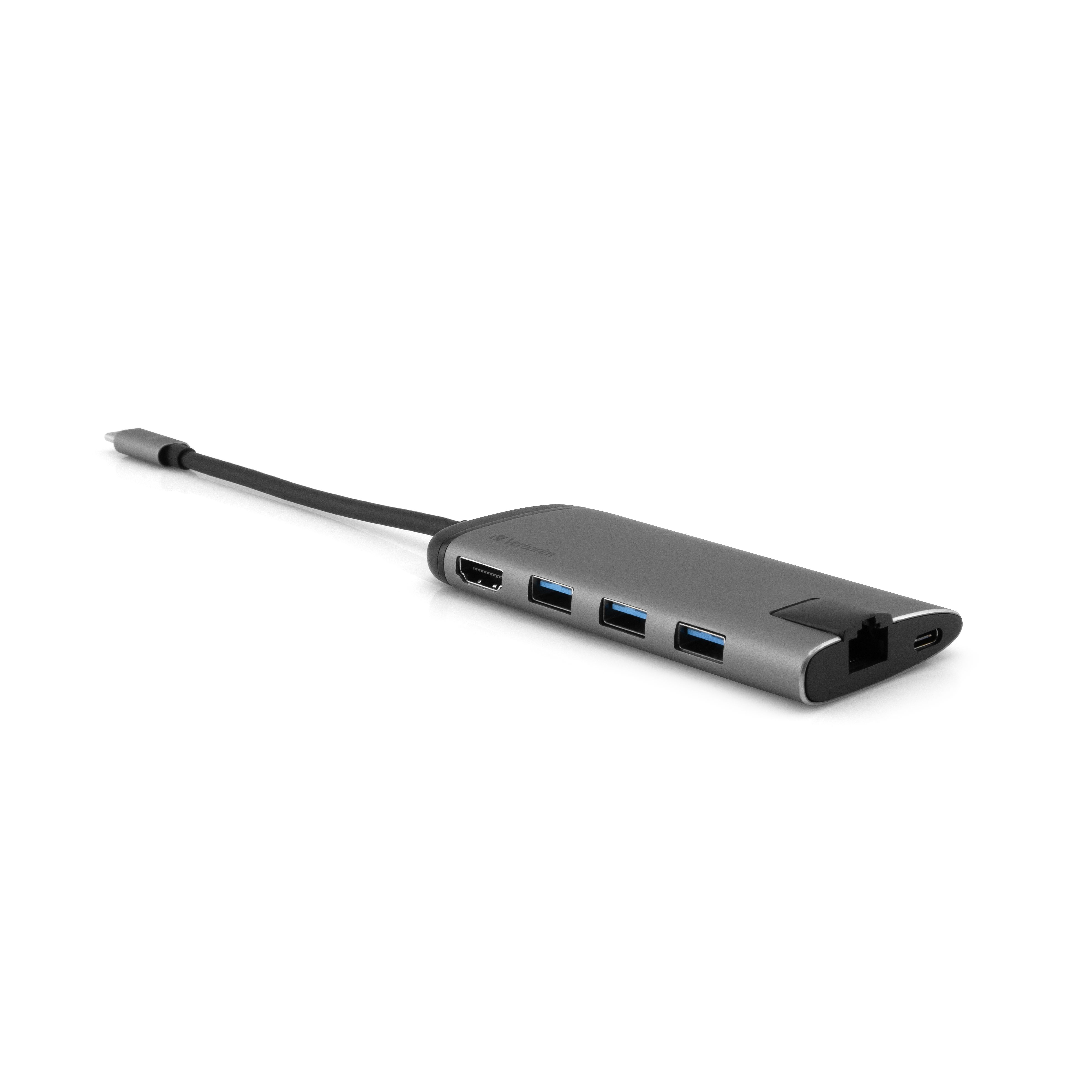 E-shop VERBATIM USB-C™ MULTIPORT HUB USB 3.1 GEN 1 / 3x USB 3.0 / HDMI / SDHC / MICROSDHC / RJ45 49142