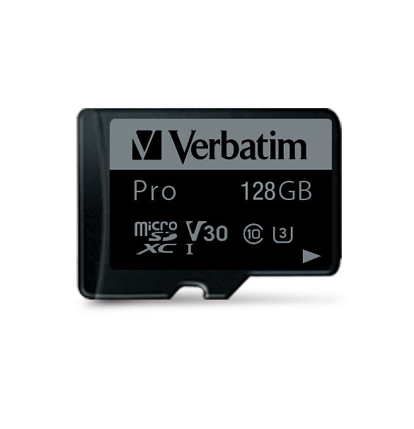 E-shop VERBATIM Pro microSDXC 128GB UHS-I V30 U3 + SD adaptér 47044