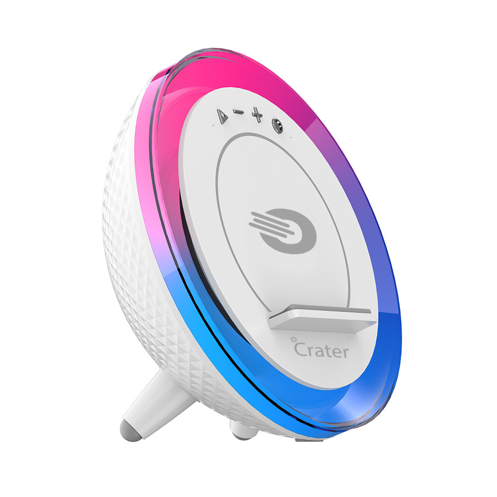 E-shop ORAVA Crater-9 Nočná lampa s RGB svetlom, nabíjačkou smartfónu a reproduktorom