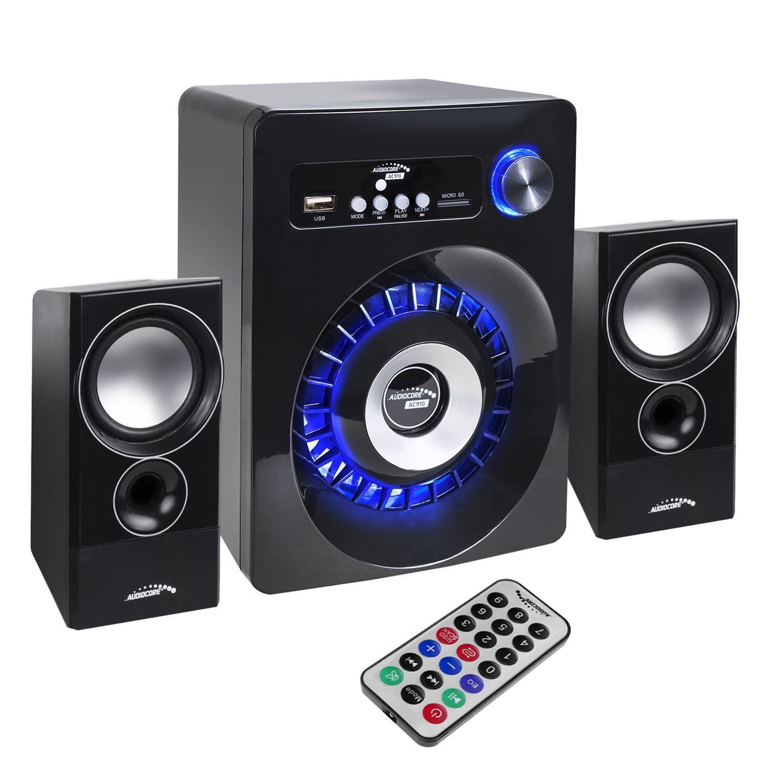 E-shop Audiocore Súprava reproduktorov Bluetooth 2.1 Audiocore, FM rádio, vstup pre TF kartu, AUX, napájanie USB, AC910