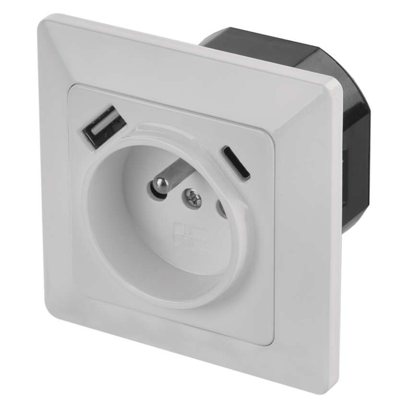 E-shop EMOS Zásuvka s USB A+USB C, biela
