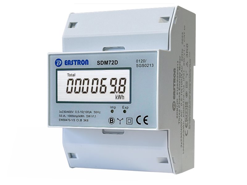 Elektromer 3F na DIN lištu trojfázový VCX EASTRON SDM72 D, MID, digitálny