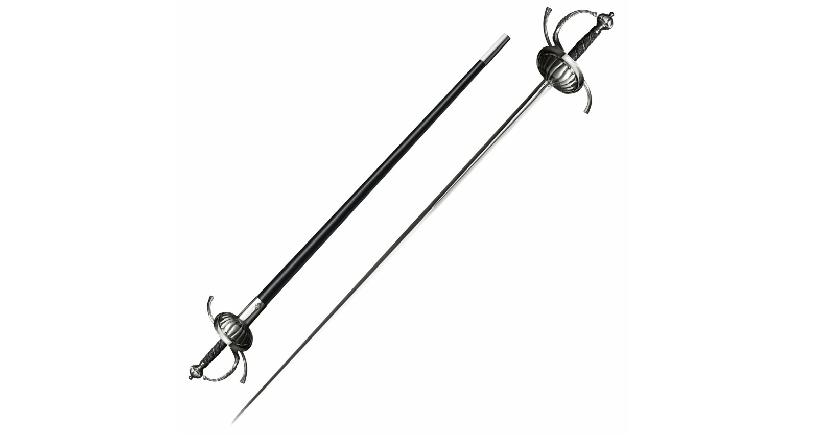 E-shop Cold Steel 88CHR Ribbed Shell Swept Hilt Rapier meč 105,4 cm, uhlíková oceľ, drevo, koža, puzdro