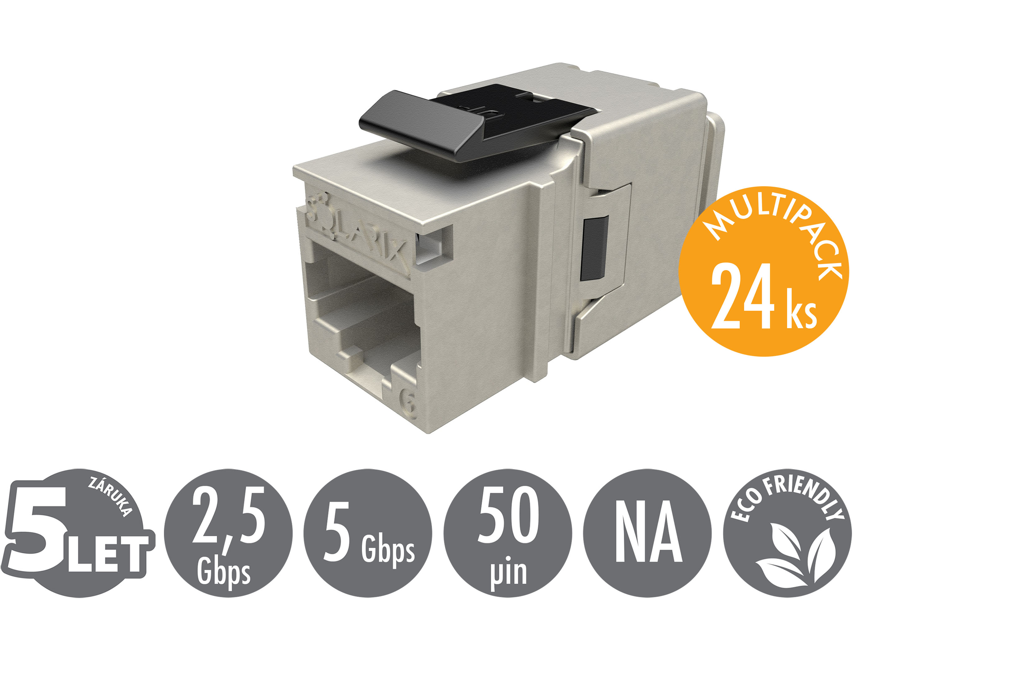 MULTIPACK 24 ks - rýchlozarezávací keystone Solarix CAT6 STP SXKJ-6-STP-BK-NA