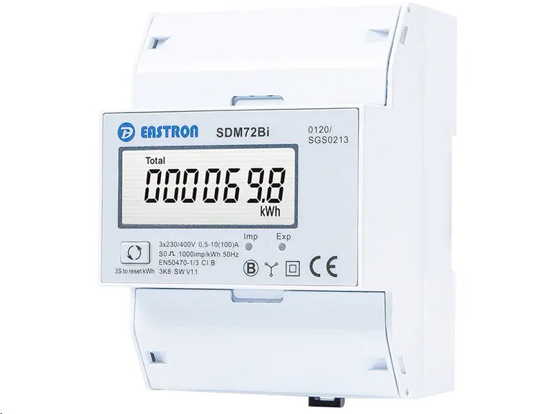 3F Trojfázový elektromer VCX EASTRON SDM72 BI, MID, digitálny, RESET