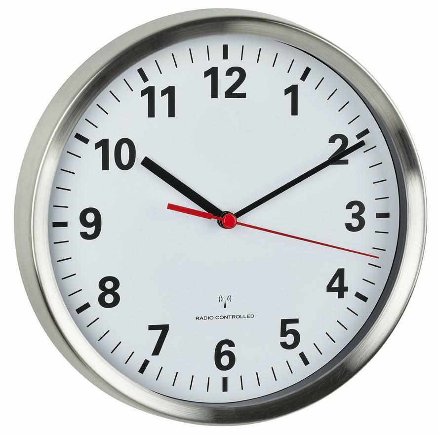 E-shop 60.3529.02 TFA Rádiom-riadené analógové nástenné hodiny s rámom z nehrdzavejúcej ocele