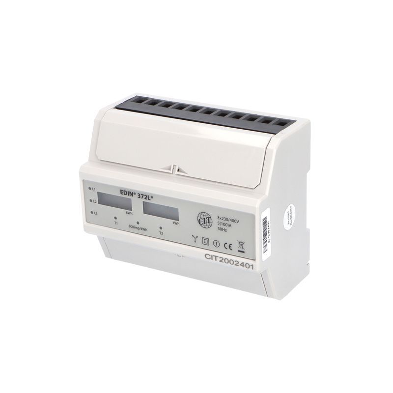 E-shop Eleman Elektroměr EDIN 372L, 100A, 7mod., LCD, 3-fáz., 2-tar., podružný