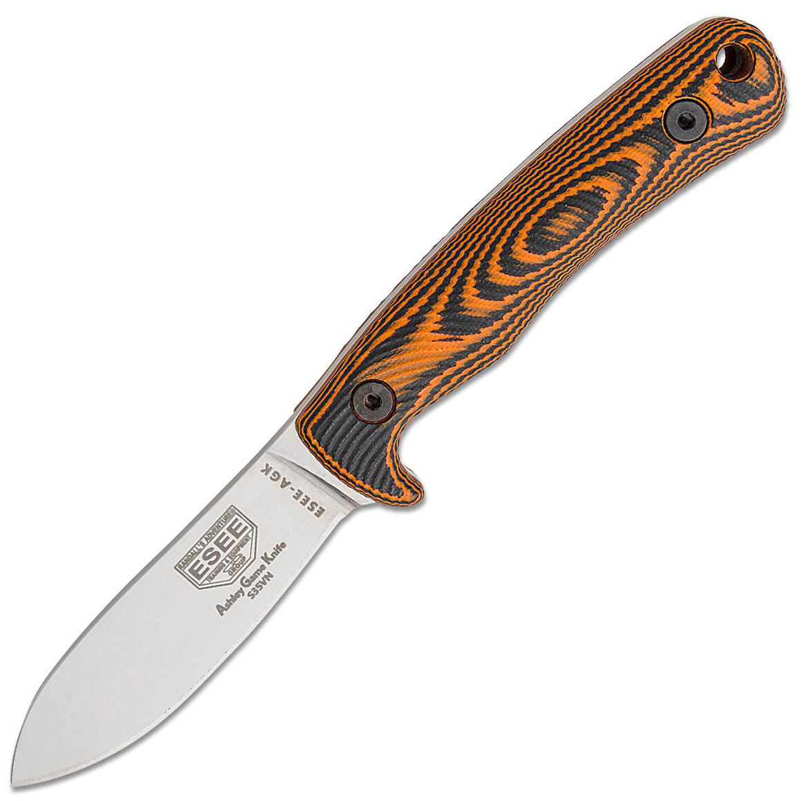 ESEE-AGK35V-OR ESEE HUNTING KNIFE lovecký nôž 9,1 cm, Stonewash, čierno-oranžová, G10, puzdro Kydex