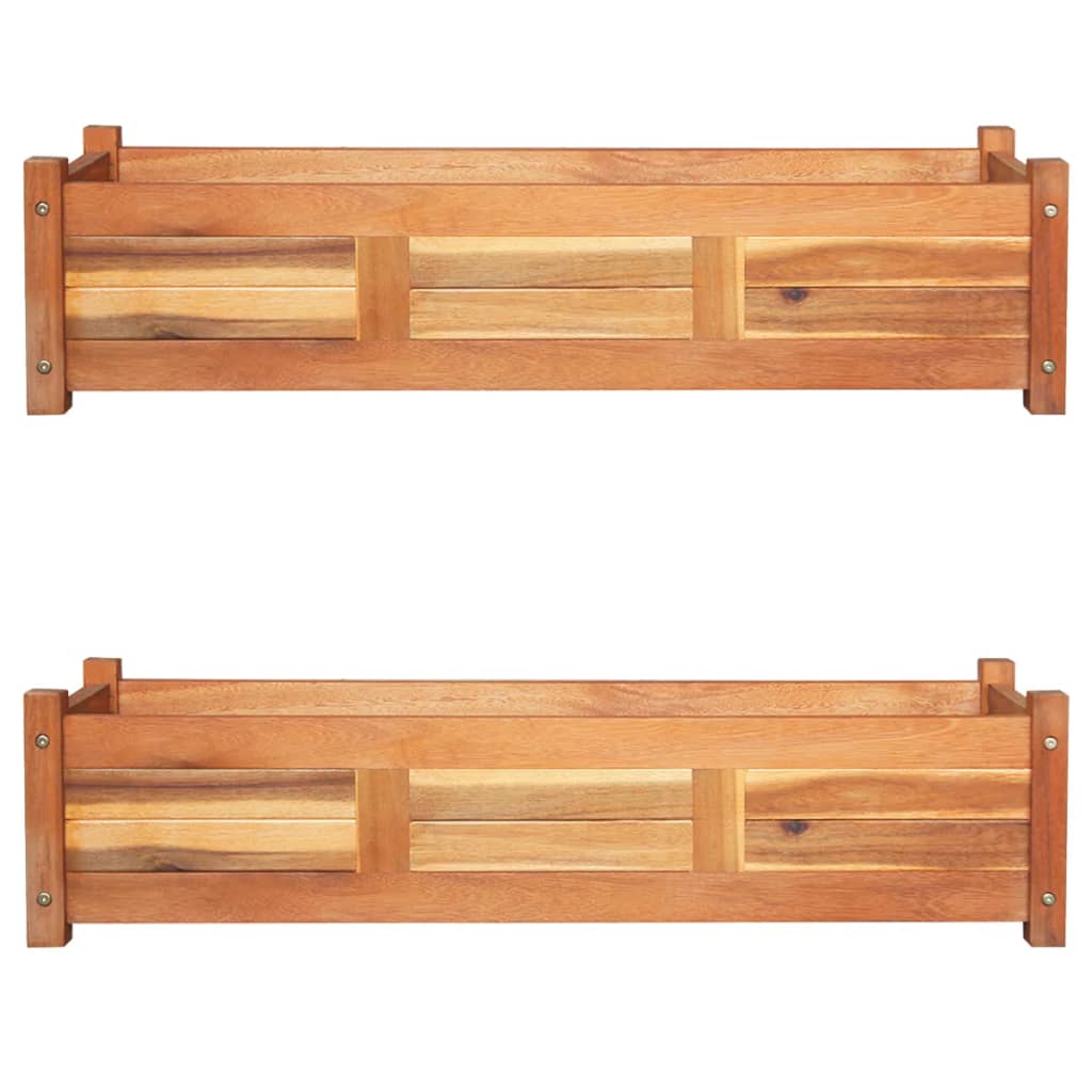 Multidom Vyvýšené záhradné záhony 2 ks akáciové drevo 100x30x25 cm