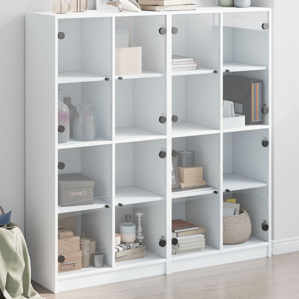 E-shop Multidom Knižnica s dvierkami biela 136x37x142 cm kompozitné drevo