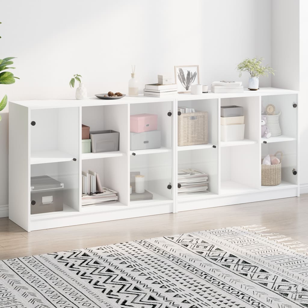 E-shop Multidom Knižnica s dvierkami biela 204x37x75 cm kompozitné drevo