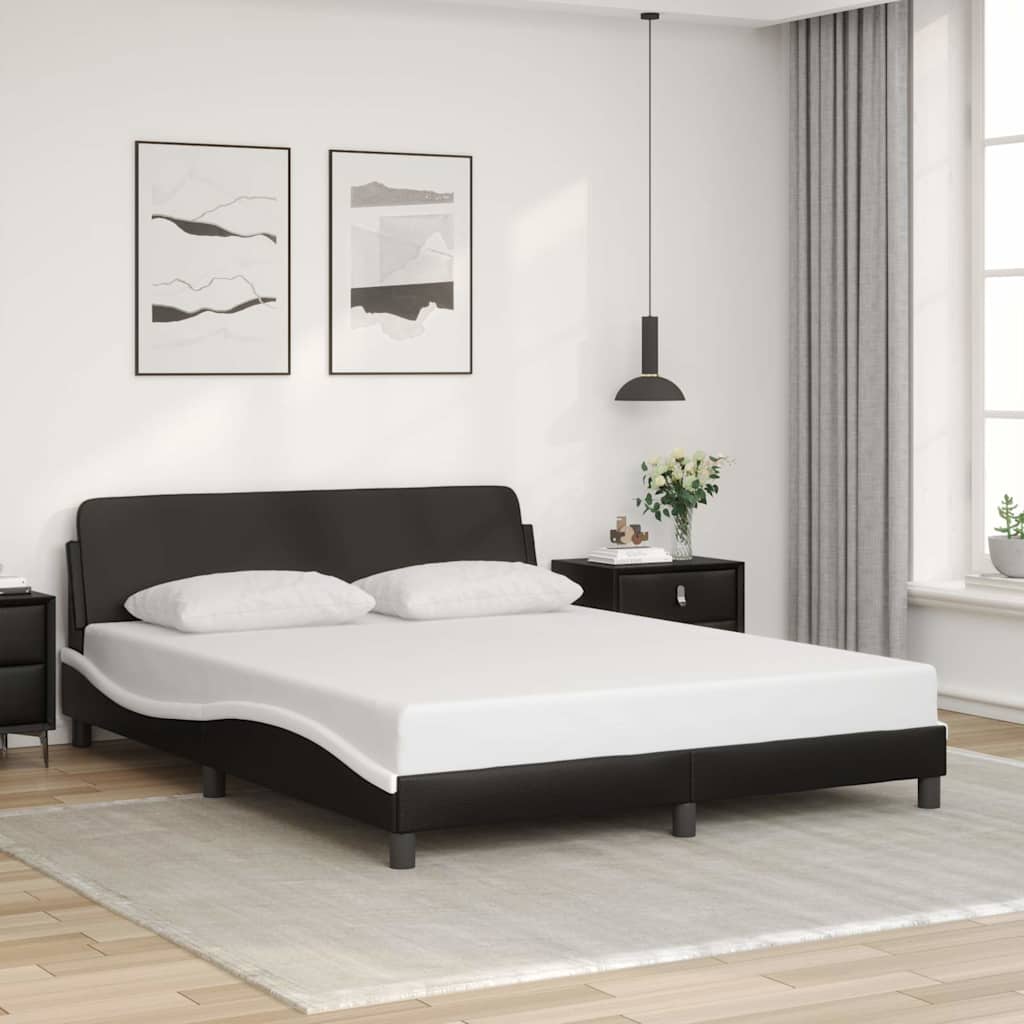E-shop Multidom Rám postele Dover čierno-biely 160x200 cm umelá koža