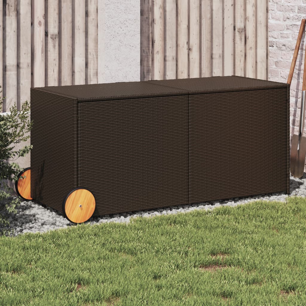 E-shop Multidom Záhradný úložný box s kolieskami hnedý 283 l polyratan