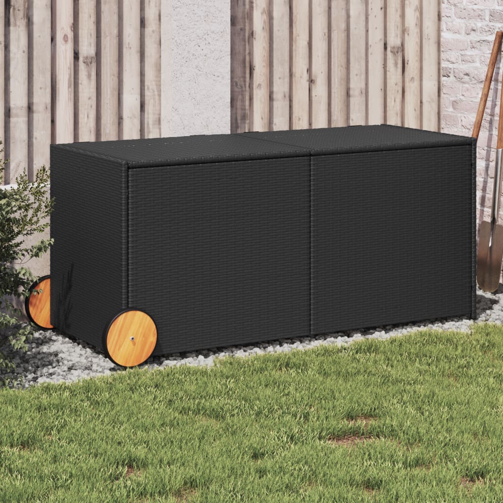 E-shop Multidom Záhradný úložný box s kolieskami čierny 283 l polyratan