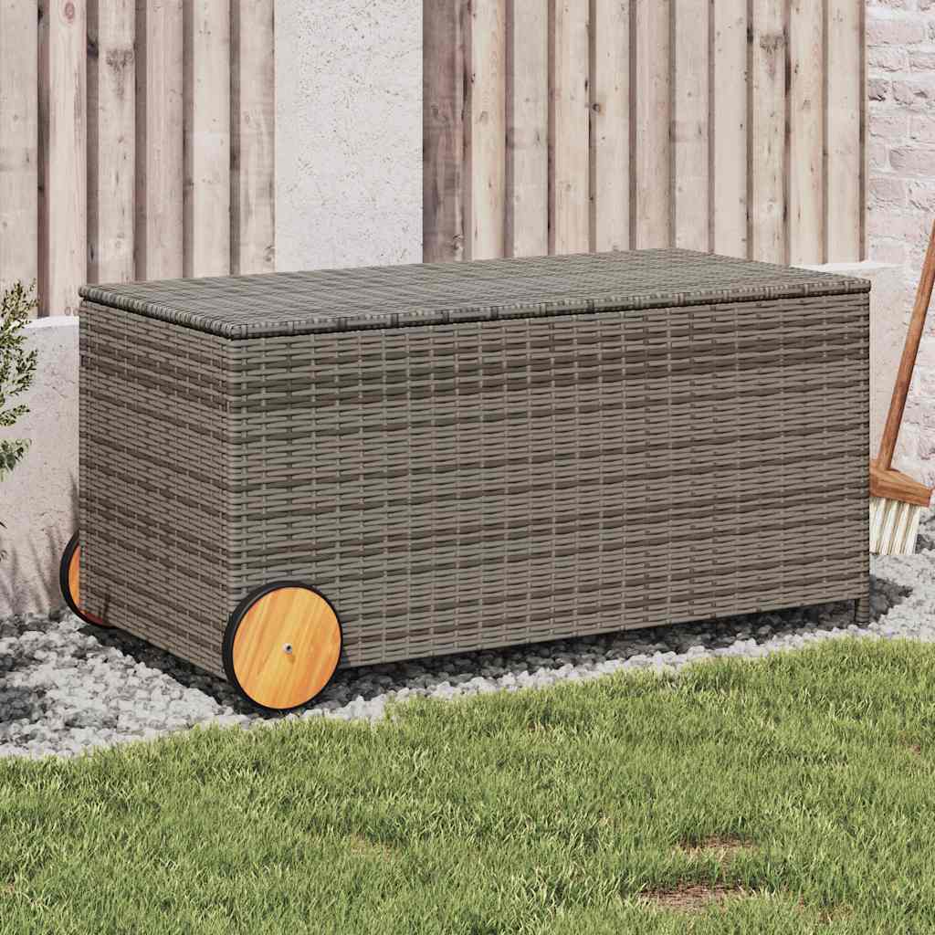 E-shop Multidom Záhradný úložný box s kolieskami sivý 190 l polyratan