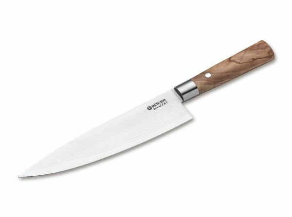 E-shop Böker Manufaktur Solingen 130441DAM šéfkuchársky nôž 21,2 cm, damašek, olivové drevo