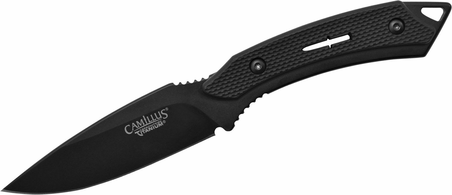 Camillus CMLS-19122 Animal Hunter lovecký nôž 9 cm, celočierna, GFN, nylonové puzdro