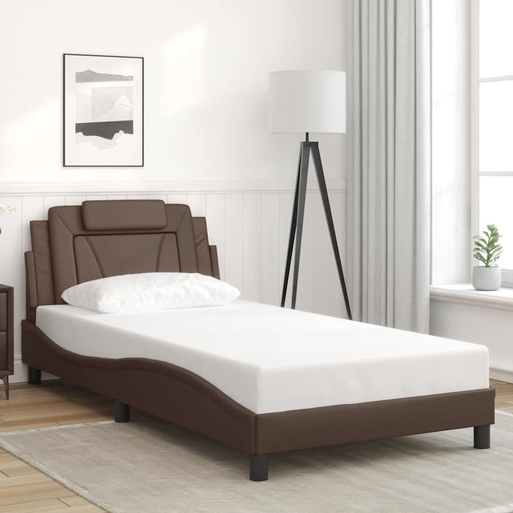 E-shop Multidom Rám postele Viana bez matraca hnedý 100x200 cm umelá koža