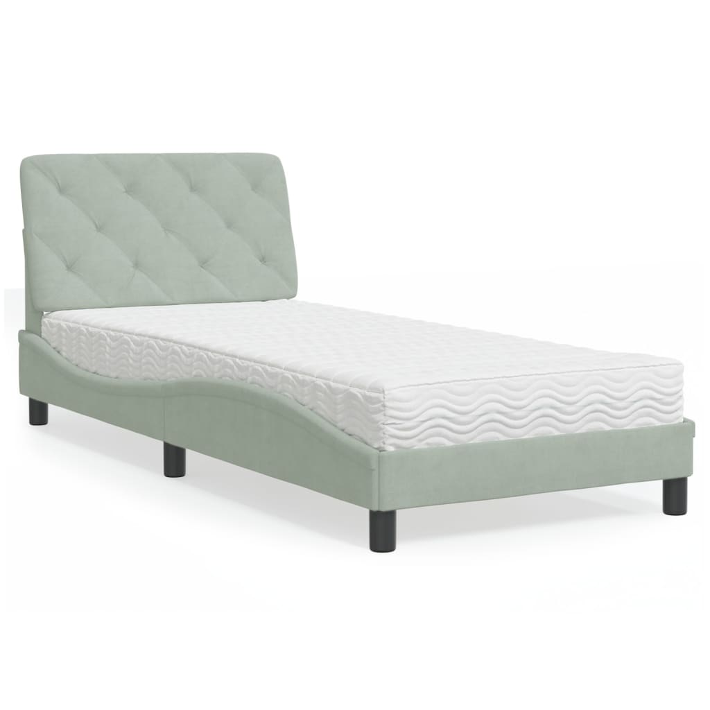 E-shop Multidom Posteľ s matracom bledosivý 90x200 cm zamat