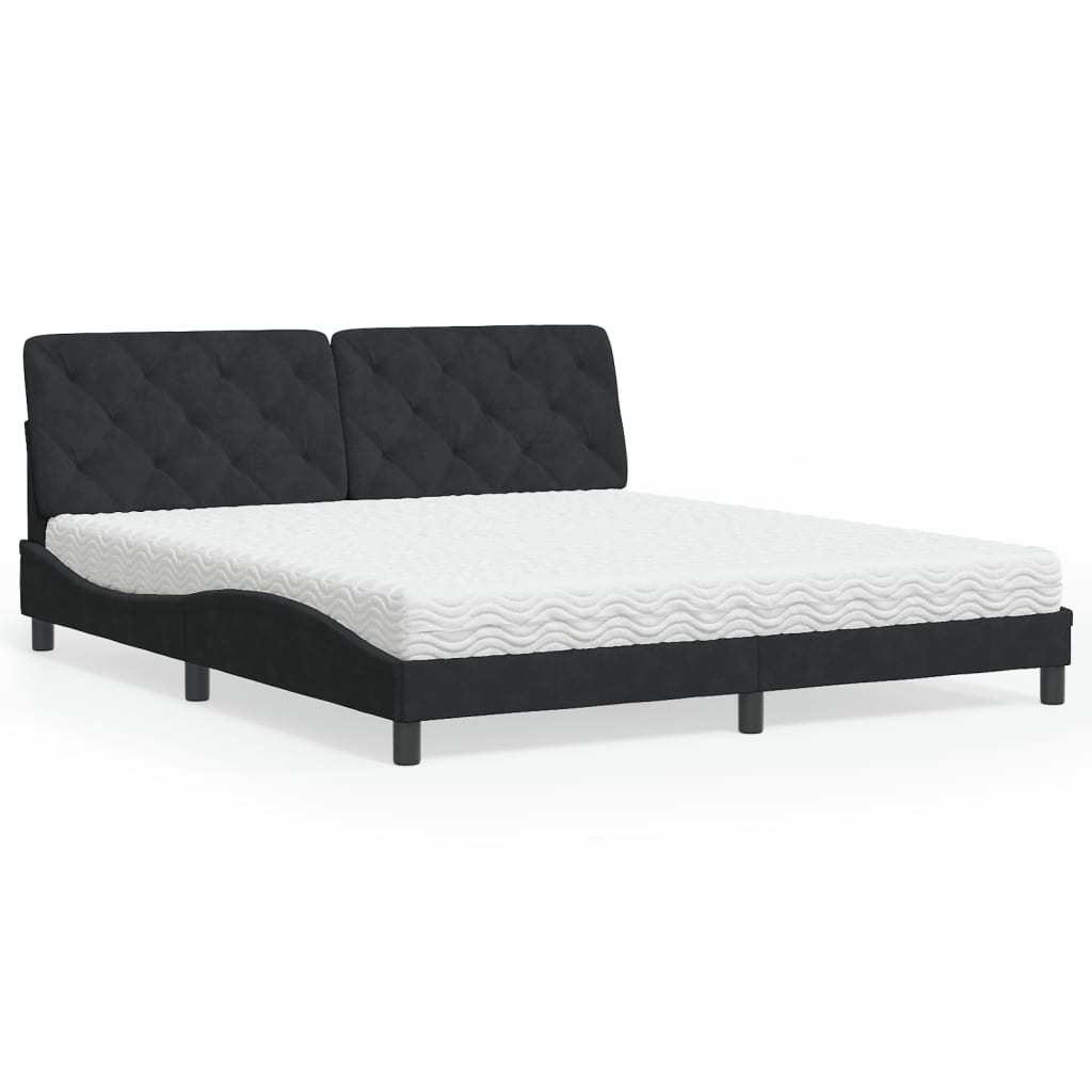 E-shop Multidom Posteľ s matracom čierny 180x200 cm zamat